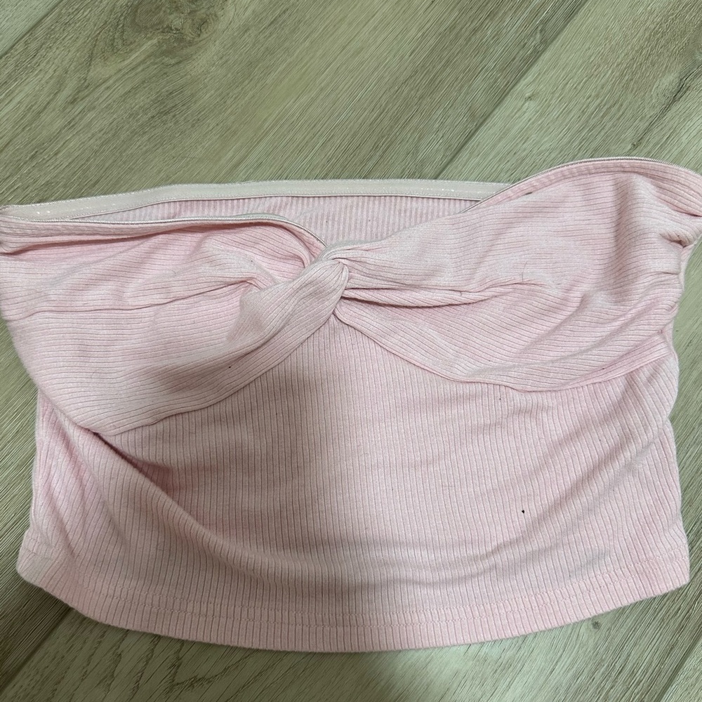 SHEIN Pink Ribbed Knot Tank Top